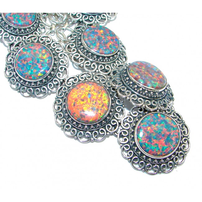 Exclusive created Fire Japanese Fire Opal Sterling Silver handmade Necklaces