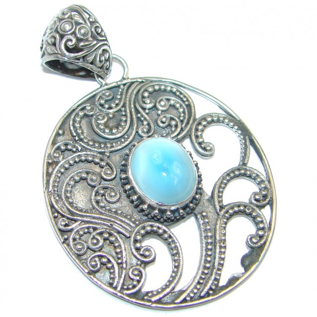 Natural AAA Blue Larimar Sterling Silver handmade Pendant