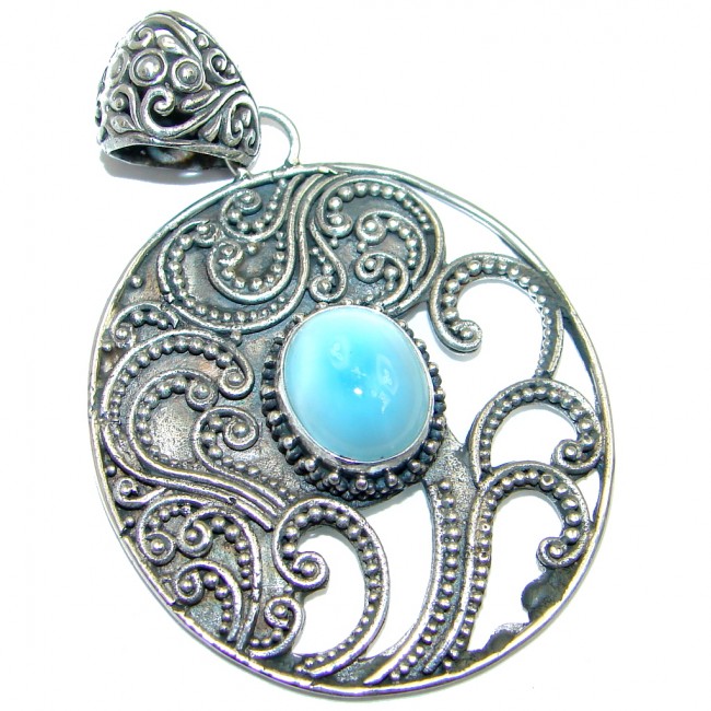 Natural AAA Blue Larimar Sterling Silver handmade Pendant