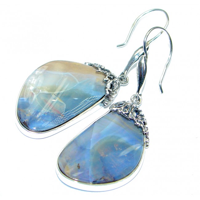 Classy Design Australian Boulder Opal Sterling Silver handmade earrings