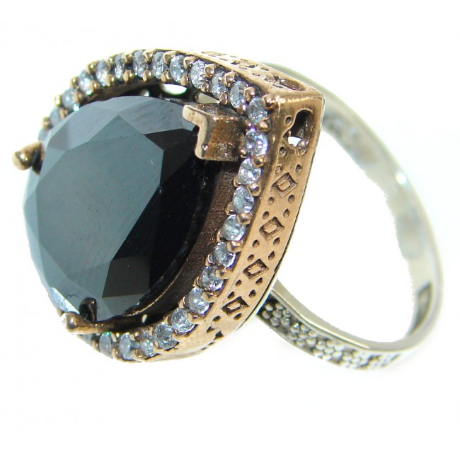 Amazing AAA Black Onyx Copper over Sterling Silver ring size 8 1/4