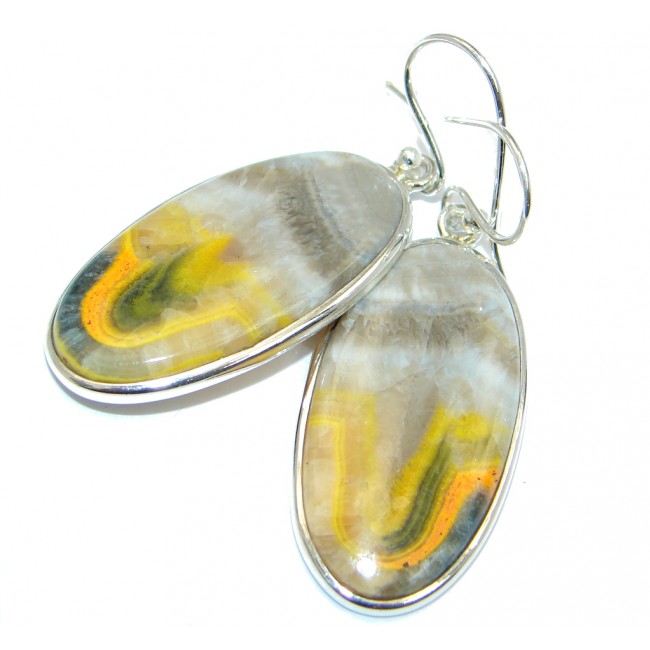 Great Bumble Bee Jasper Sterling Silver handcrafted earrings