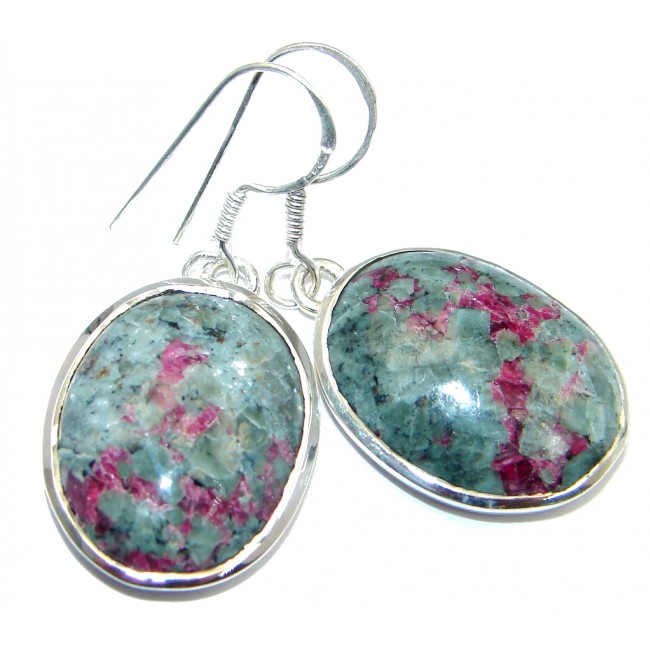 Excellent Green Russian Eudialyte Sterling Silver handmade earrings