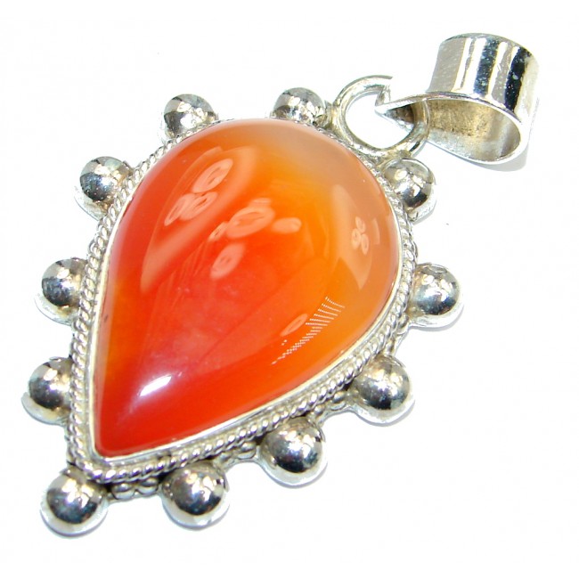 Orange Carnelian Sterling Silver handcrafted Pendant