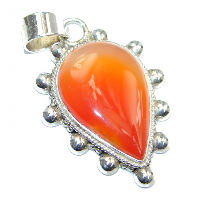 Orange Carnelian Sterling Silver handcrafted Pendant