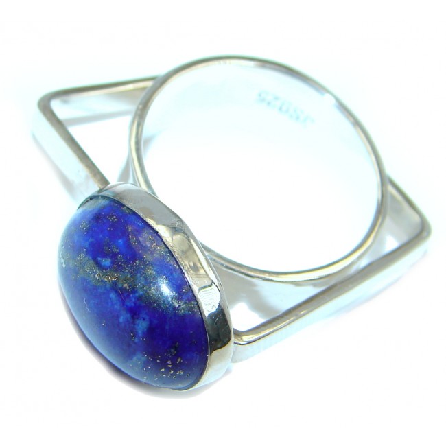 Ultra modern Royal Blue Lapis Lazuli Sterling Silver Ring s. 8 1/4