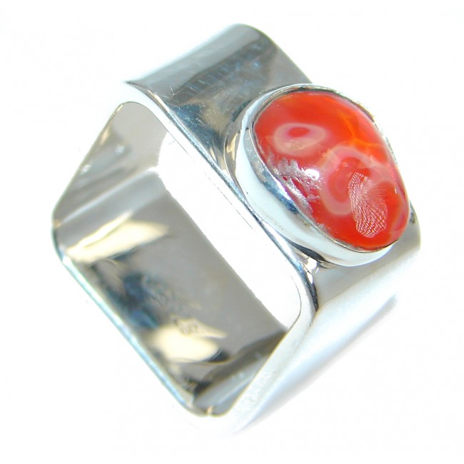 Genuine Mexican Fire Opal Sterling Silver Ring size 6