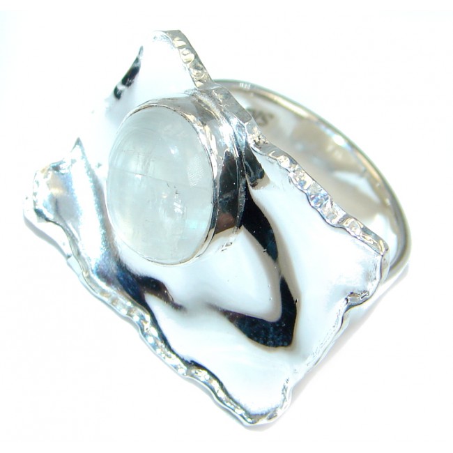 Perfect White Moonstone Sterling Silver Ring s. 6