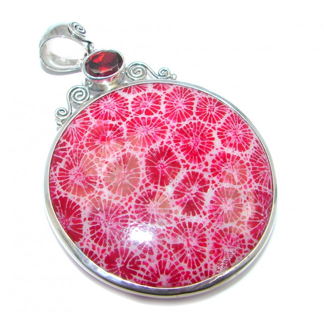 Natural Fossilized Coral Sterling Silver Pendant