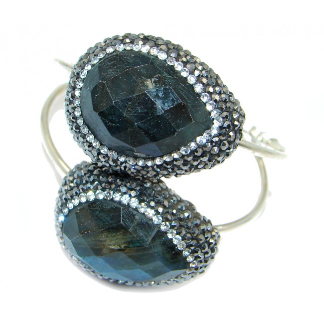Perfect Blue Fire Labradorite Spinel Sterling Silver earrings