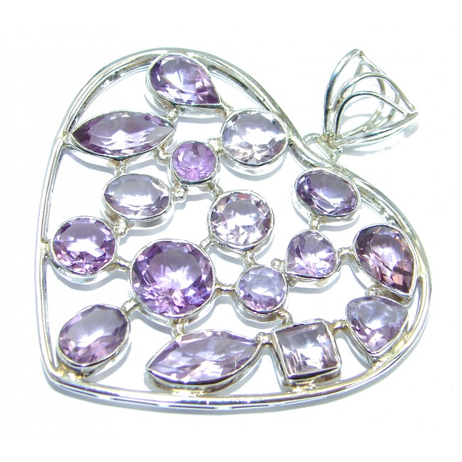 Genuine Purple Amethyst Sterling Silver handcrafted Pendant