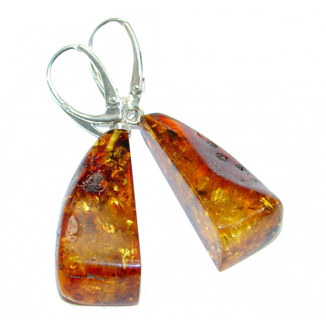 Back to Nature Baltic Amber Sterling Silver handmade earrings