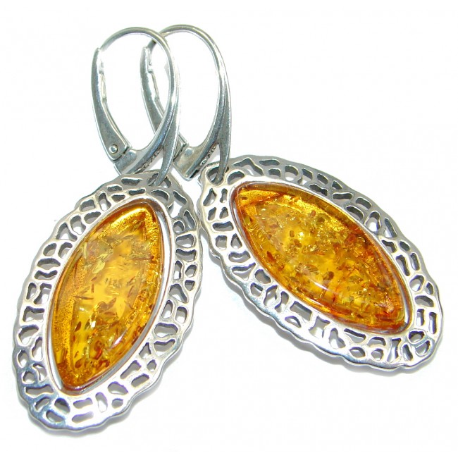 Classy Baltic Amber Sterling Silver handmade earrings