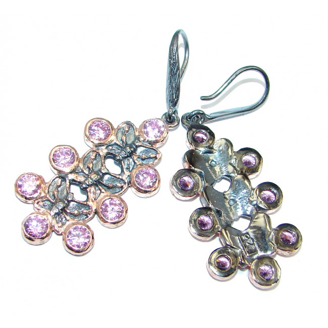 Pink Quartz Rose Gold Rhodium over Sterling Silver earrings