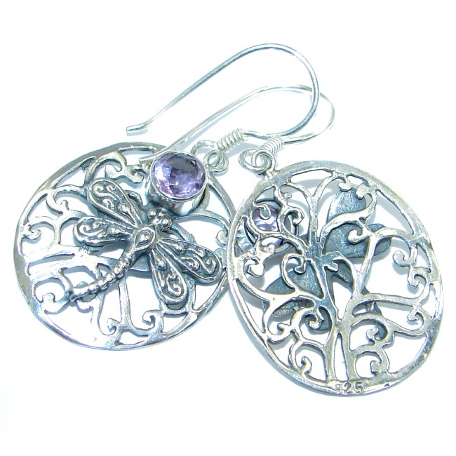 Perfect Natural Amethyst Sterling Silver handmade earrings