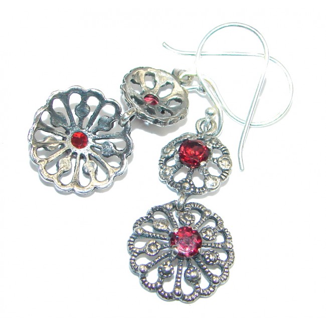 Genuine Garnet Sterling Silver handmade earrings