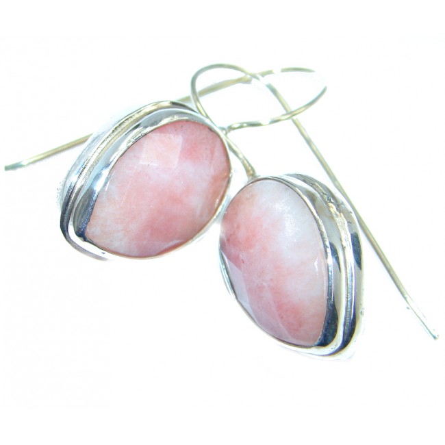 One of the Kind Pink Opal Sterling Silver handmade earrings