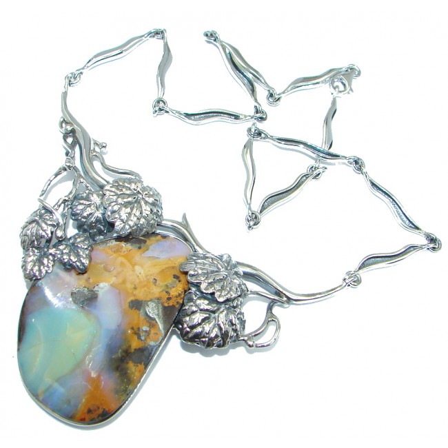 Authentic Australian Boulder Opal Sterling Silver handcrafted necklace
