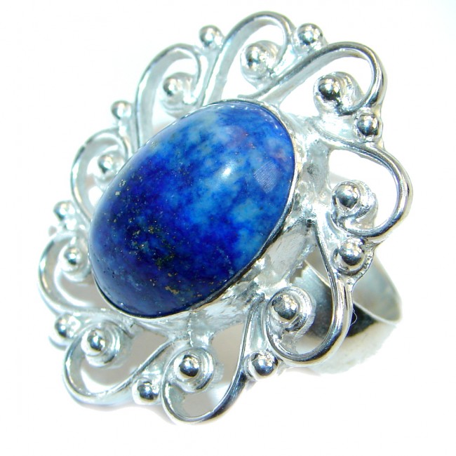 Perfect AAA Blue Lapis Lazuli Sterling Silver Ring size 8