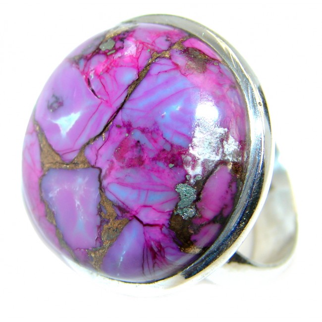 Purple Turquoise with copper vains Sterling Silver Ring size 11