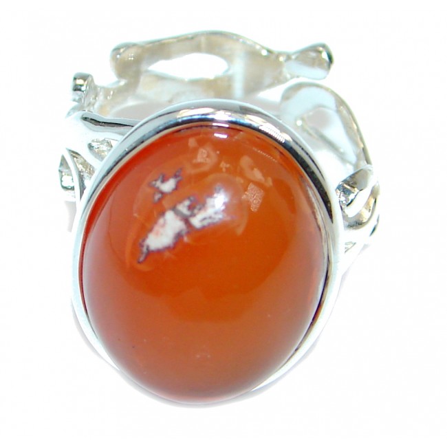 Genuine Mexican Fire Opal Sterling Silver handmade Ring size adjustable