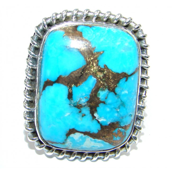 Simple Blue Green Turquoise Sterling Silver Ring s. 8 1/4