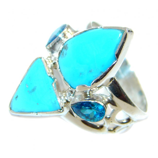 Sleeping Beauty Turquoise Blue Topaz Sterling Silver Ring size 9