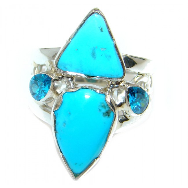 Sleeping Beauty Turquoise Blue Topaz Sterling Silver Ring size 9