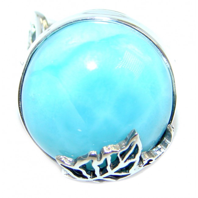 Genuine AAA Larimar Two Tones Sterling Silver handmade Ring size adjustable