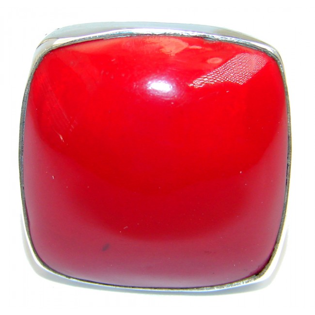 Big Love Power Red Fossilized Coral Sterling Silver ring s. 11