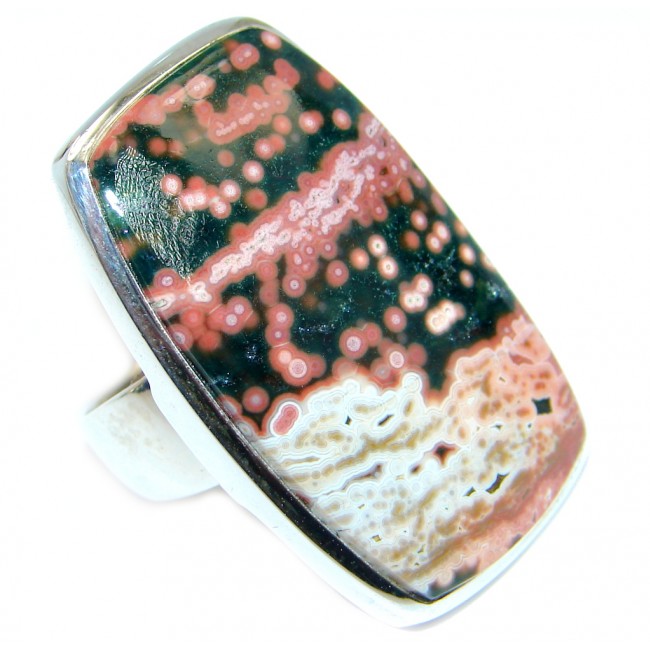 Ocean Jasper Sterling Silver handcrafted Ring size 6 1/4