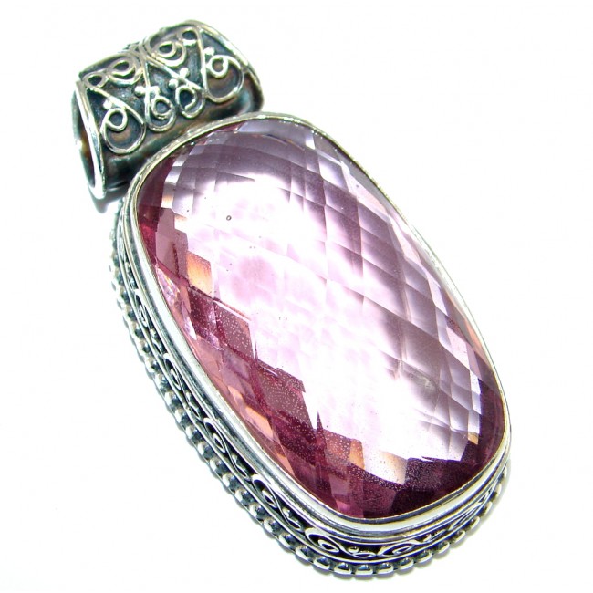 Simple Beauty created Pink Sapphire Sterling Silver Pendant