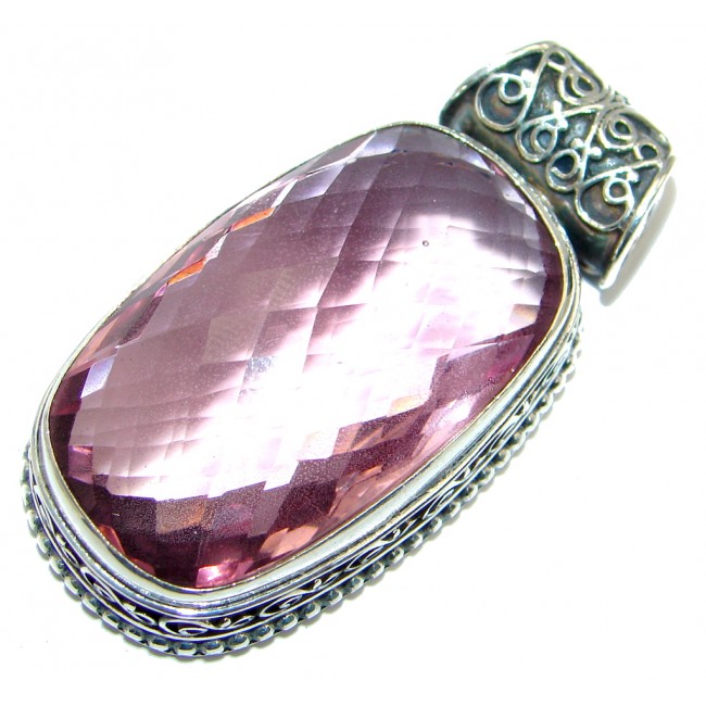 Simple Beauty created Pink Sapphire Sterling Silver Pendant
