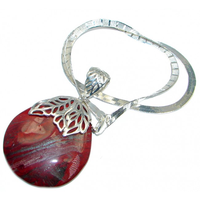 Aura Of Beauty Natural Red Jasper Sterling Silver handmade necklace