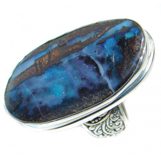 Classic Beauty Boulder Opal Sterling Silver ring s. 8 1/4