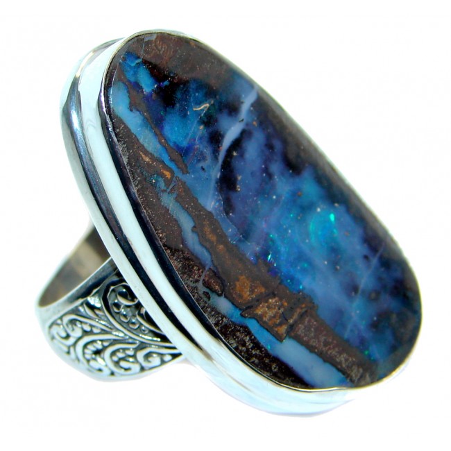 Classic Beauty Boulder Opal Sterling Silver ring s. 8 1/4