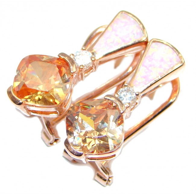 Exclusive created Morganite Gold Plated over Sterling Silver earrings