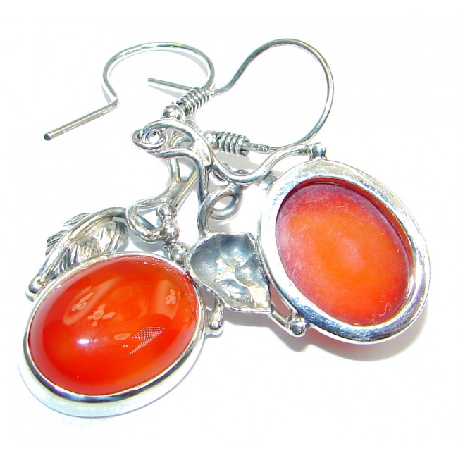 Vintage Style Beauty Orange Carnelian Sterling Silver earrings