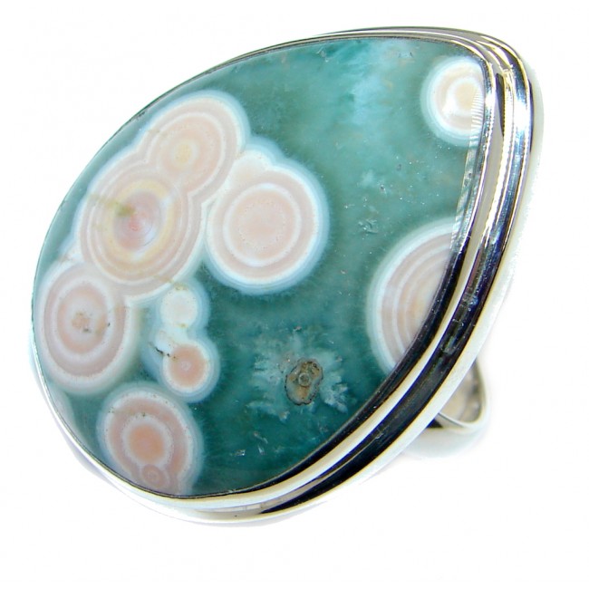 AAA quality Ocean Jasper Sterling Silver handcrafted Ring size adjustable