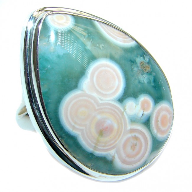 AAA quality Ocean Jasper Sterling Silver handcrafted Ring size adjustable