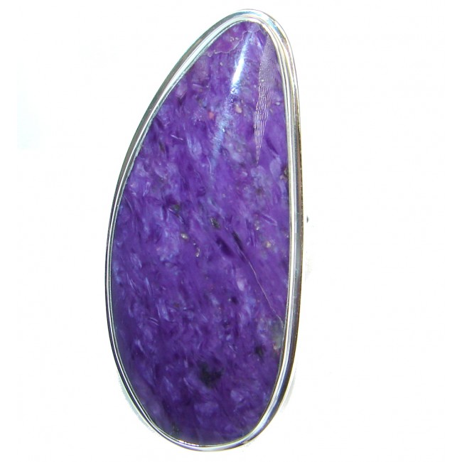 Big Beautiful AAA Purple Charoite Sterling Silver Ring size adjustable