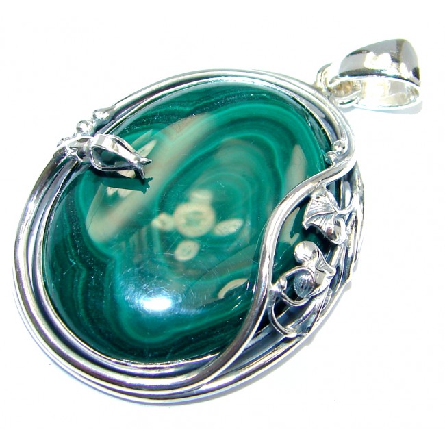 Green Malachite Peridot Sterling Silver handmade Pendant