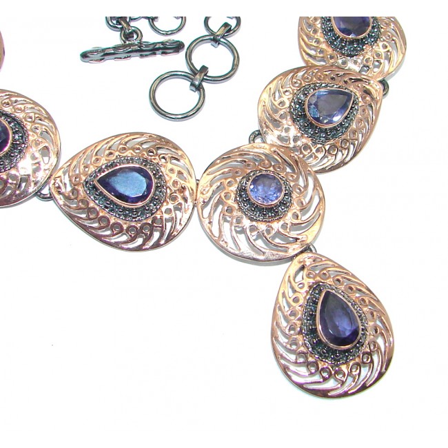 Genuine Tanzanite Rose Gold Rhodium plated over Sterling Silver handmade necklace