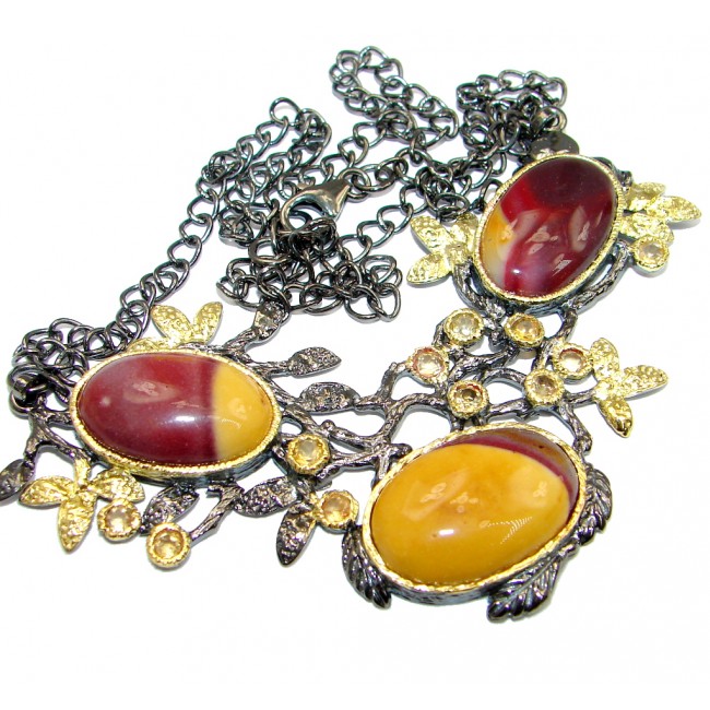 Australian Mookaite Gold Rhodium plated with Sterling Silver handcrafted necklace