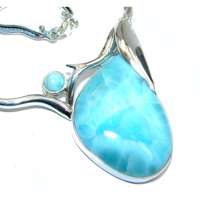 Sublime AAA+ Blue Larimar Swiss Blue Topaz Sterling Silver handmade necklace