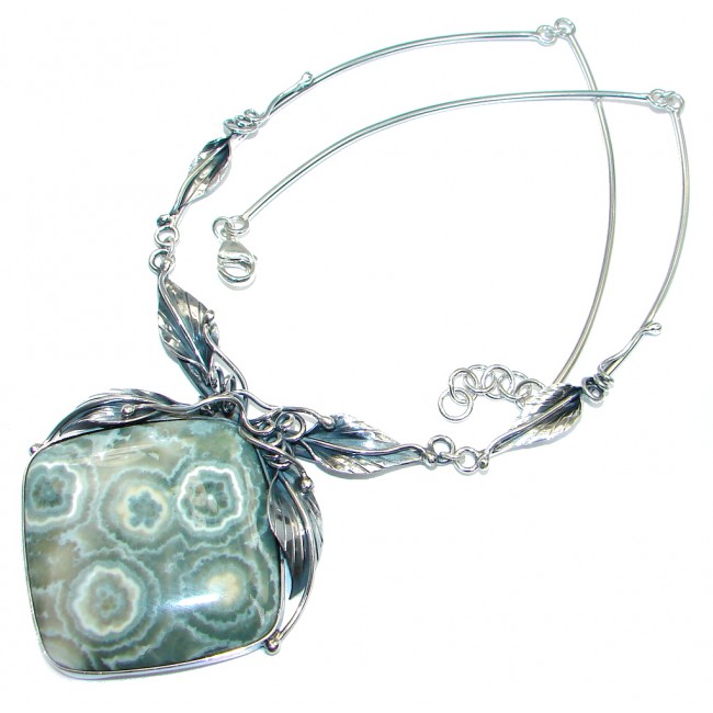 One of the kind AAA + Ocean Jasper Sterling Silver handmade necklace