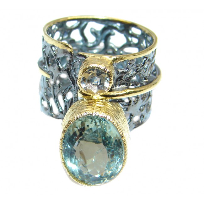 Sublime Green Amethyst Gold Rhodium plated over Sterling Silver ring s. 9 1/2
