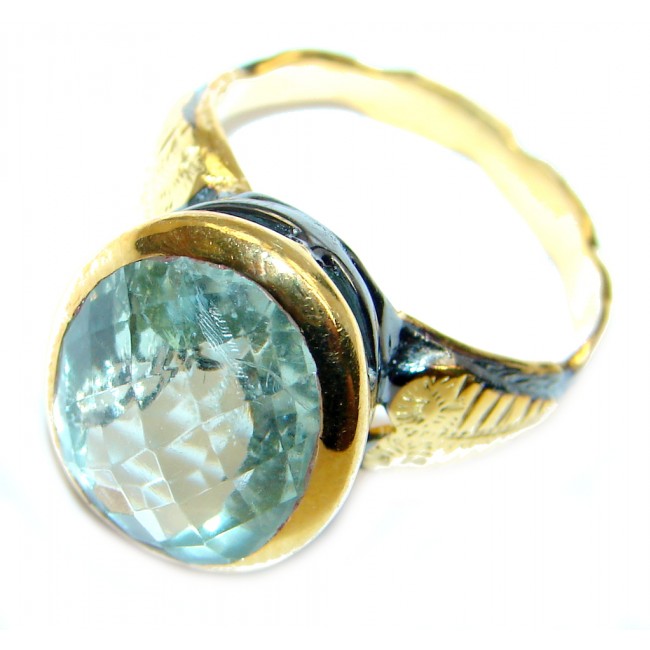 Sublime Green Amethyst Gold Rhodium plated over Sterling Silver ring s. 8