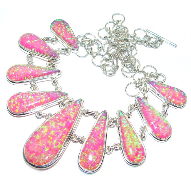 Exclusive created Pink Fire Japanese Fire Opal Sterling Silver handmade Necklaces