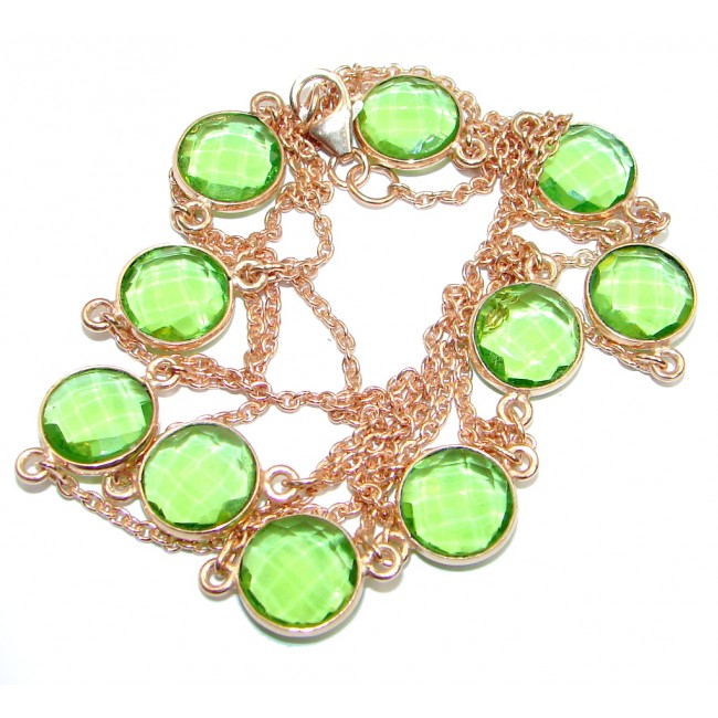 36 inches simulated Peridot Rose Gold plated over Sterling Silver handmade Necklace
